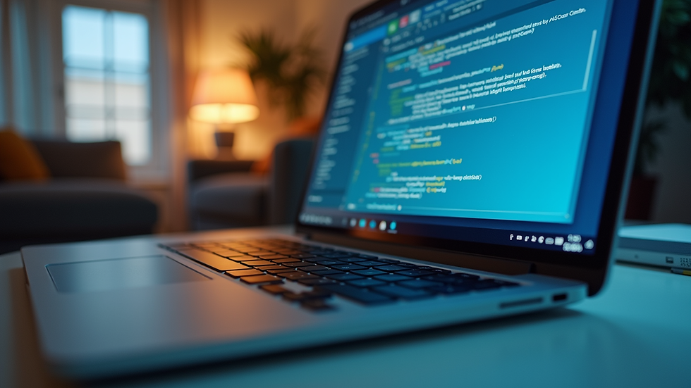 Close-up view of a keyboard and a Windows laptop with transcription software running
