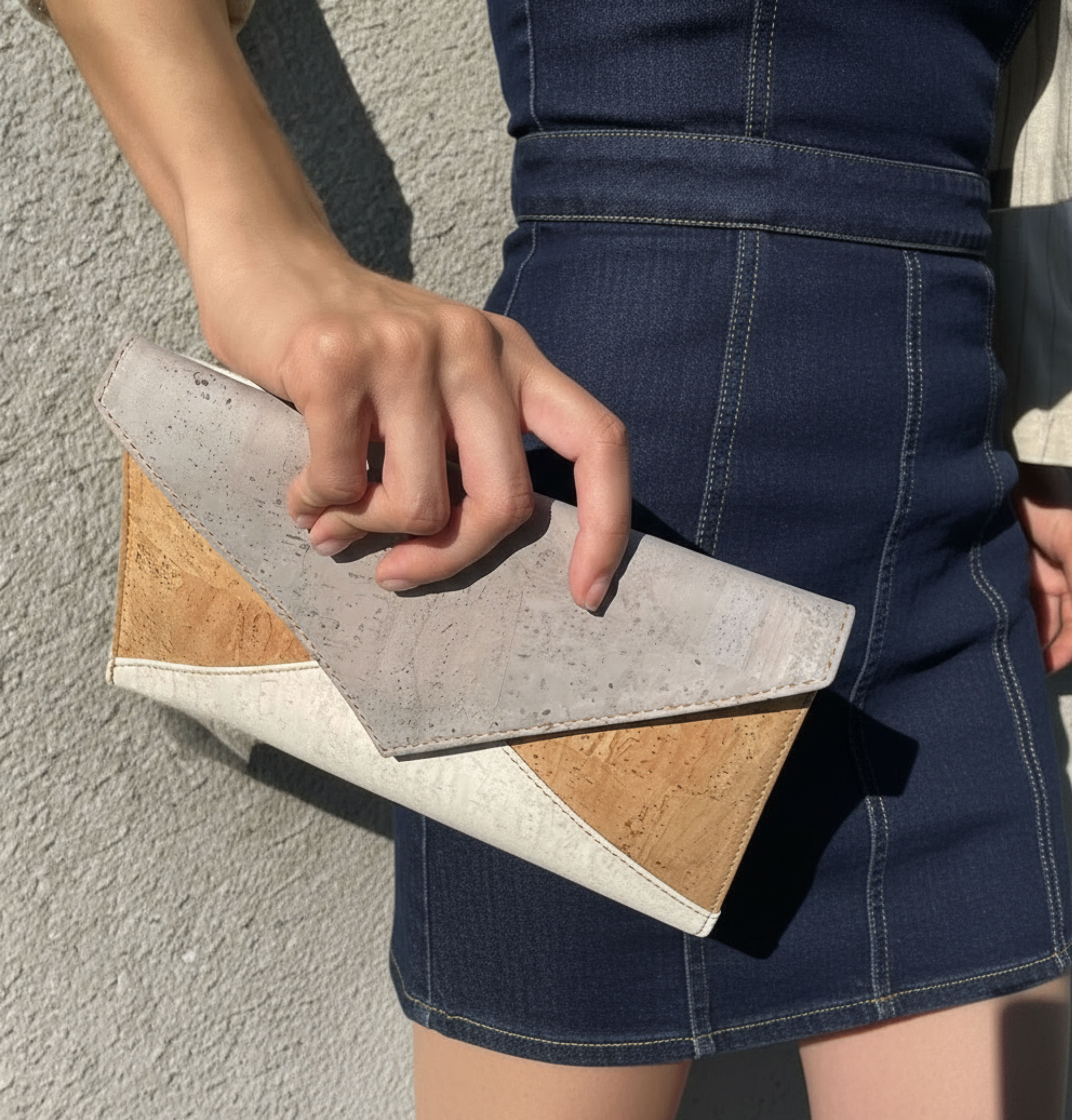 Convertible Clutch & Crossbody Purse, Grey Tricolor