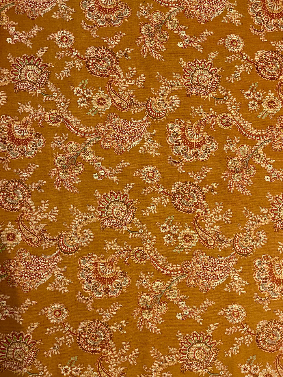 Thumbnail: Turmeric Paisley Print, Fabric by Yard