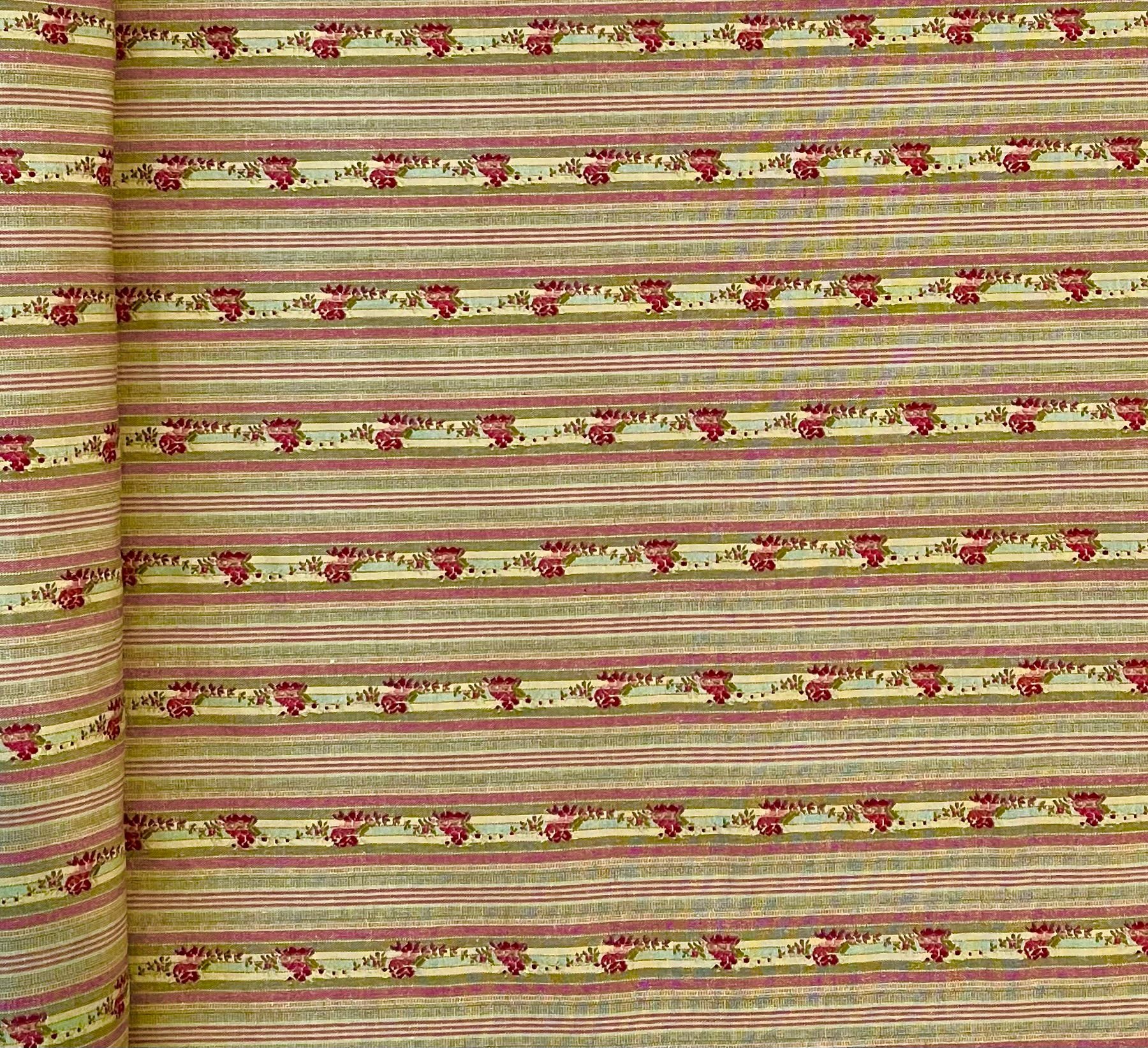 Tan Floral Stripes, Fabric by Yard