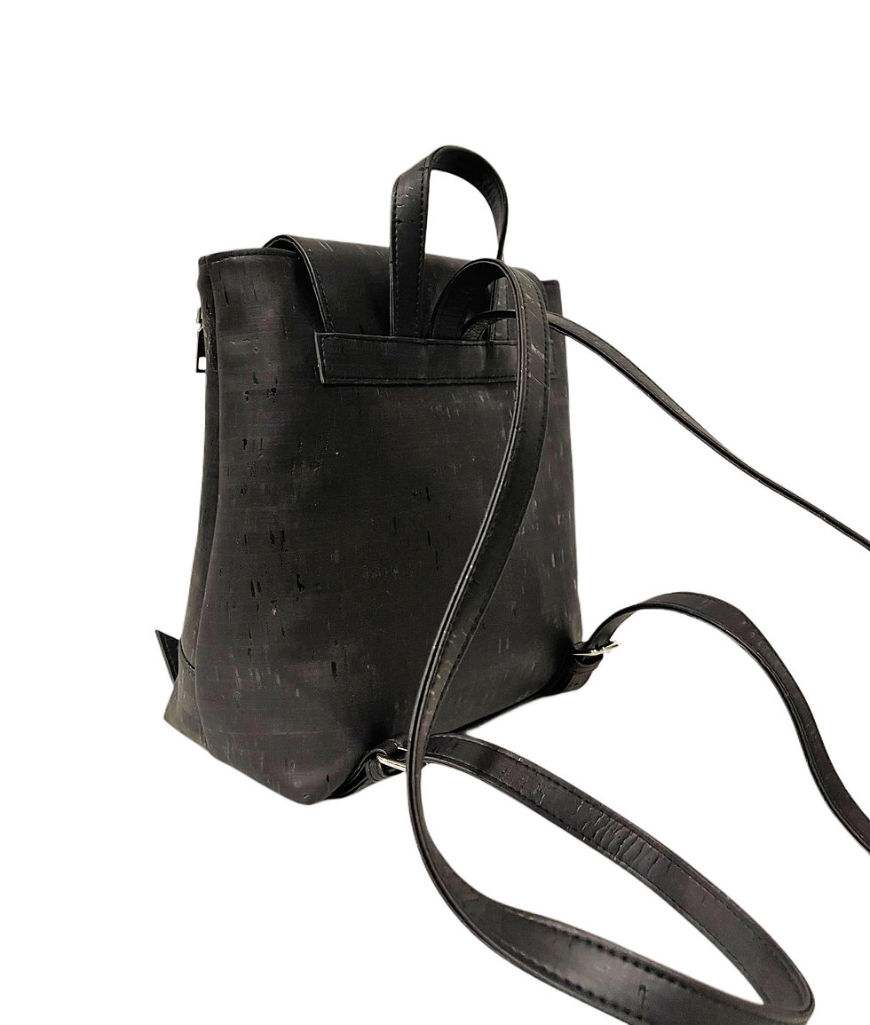 Thumbnail: Chic Black Backpack Purse, 100% Natural Cork Leather