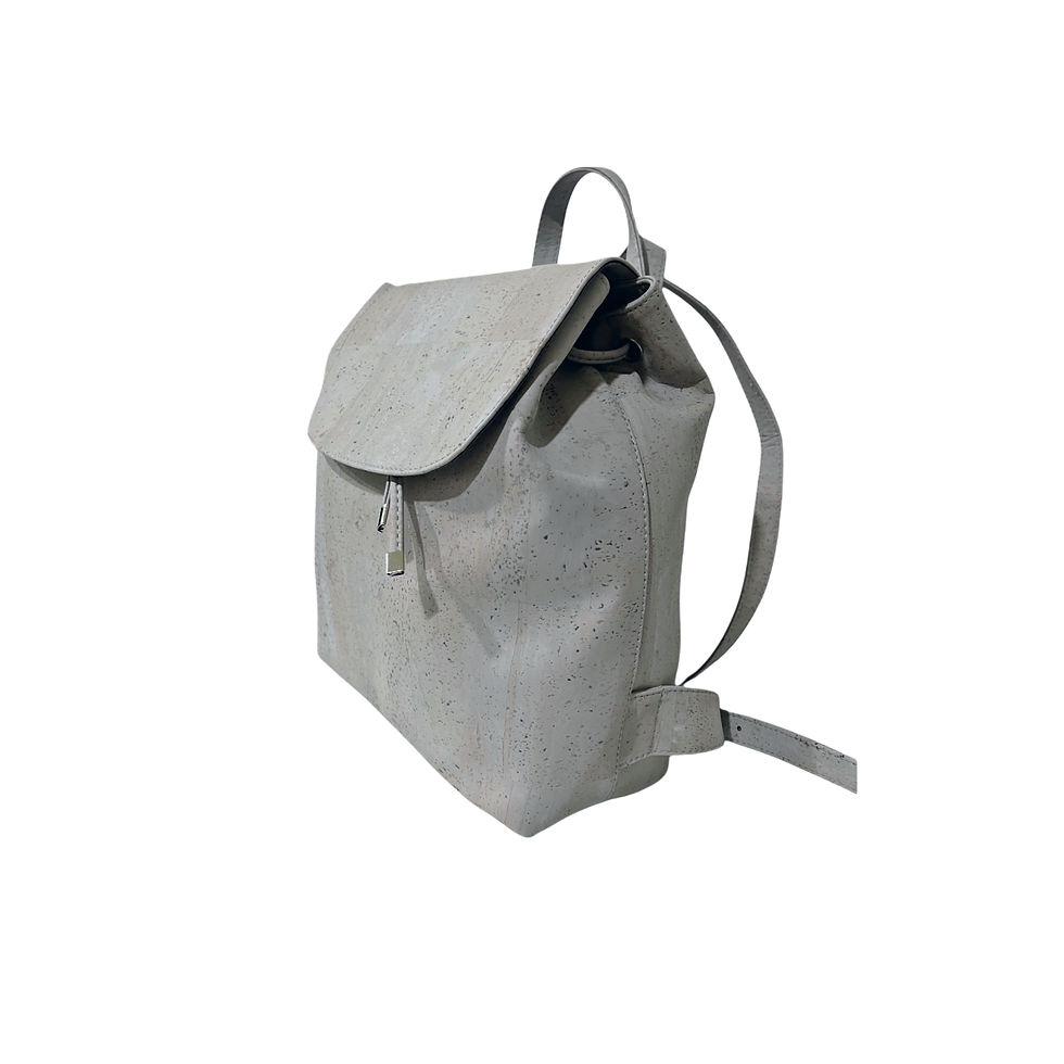 Thumbnail: Chic Gray Backpack Purse, 100% Soft Natural Cork, Drawstring