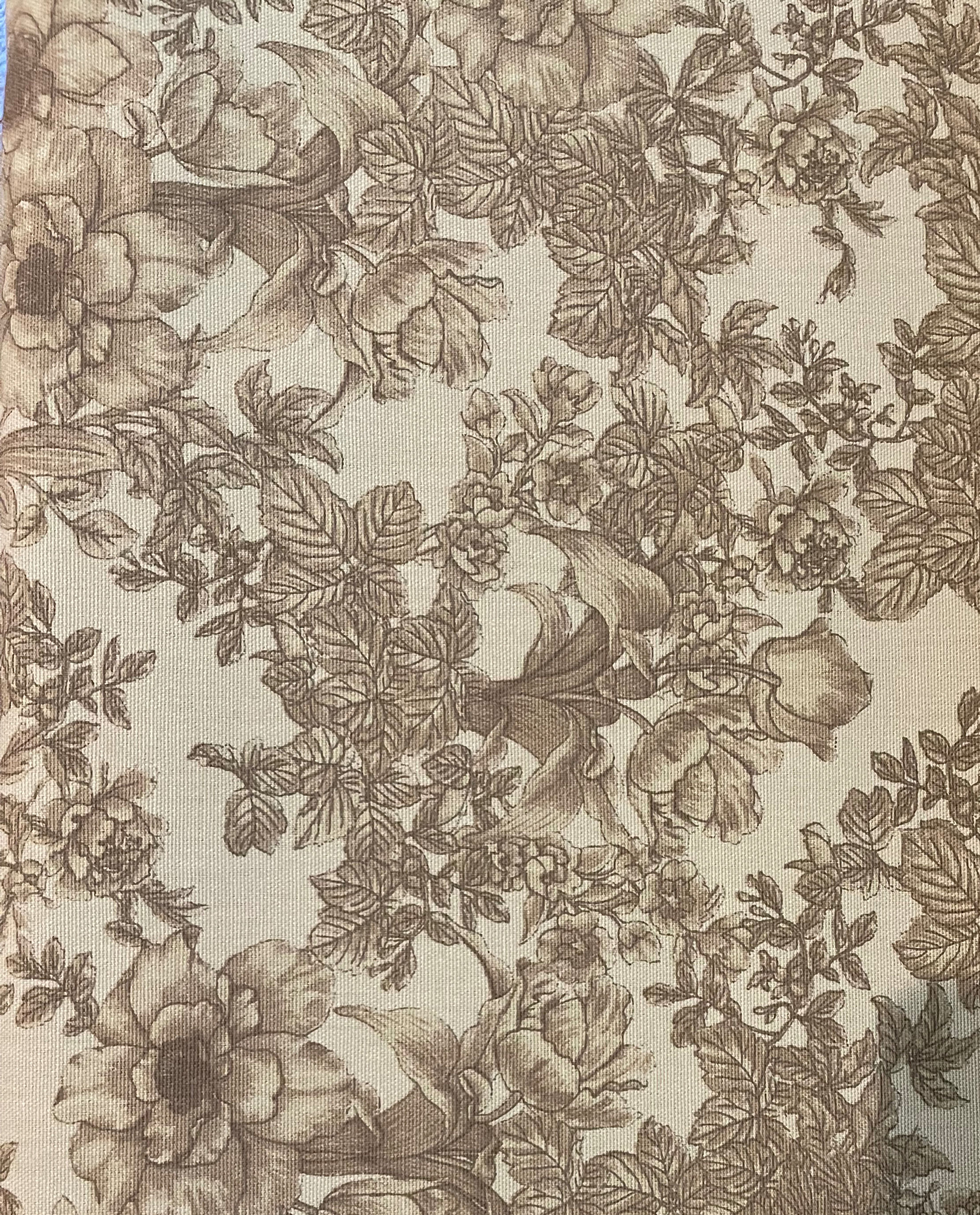 Tan Flowers, Fabric by Yard