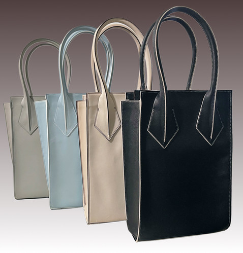 Apple Vegan Leather Tote Bag, Sky Blue | Amari Jade
