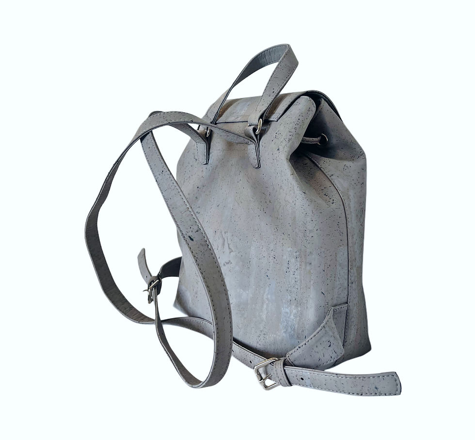 Thumbnail: Chic Gray Backpack Purse, 100% Soft Natural Cork, Drawstring