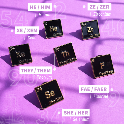 Pronouns Pins | Queer Chemistry