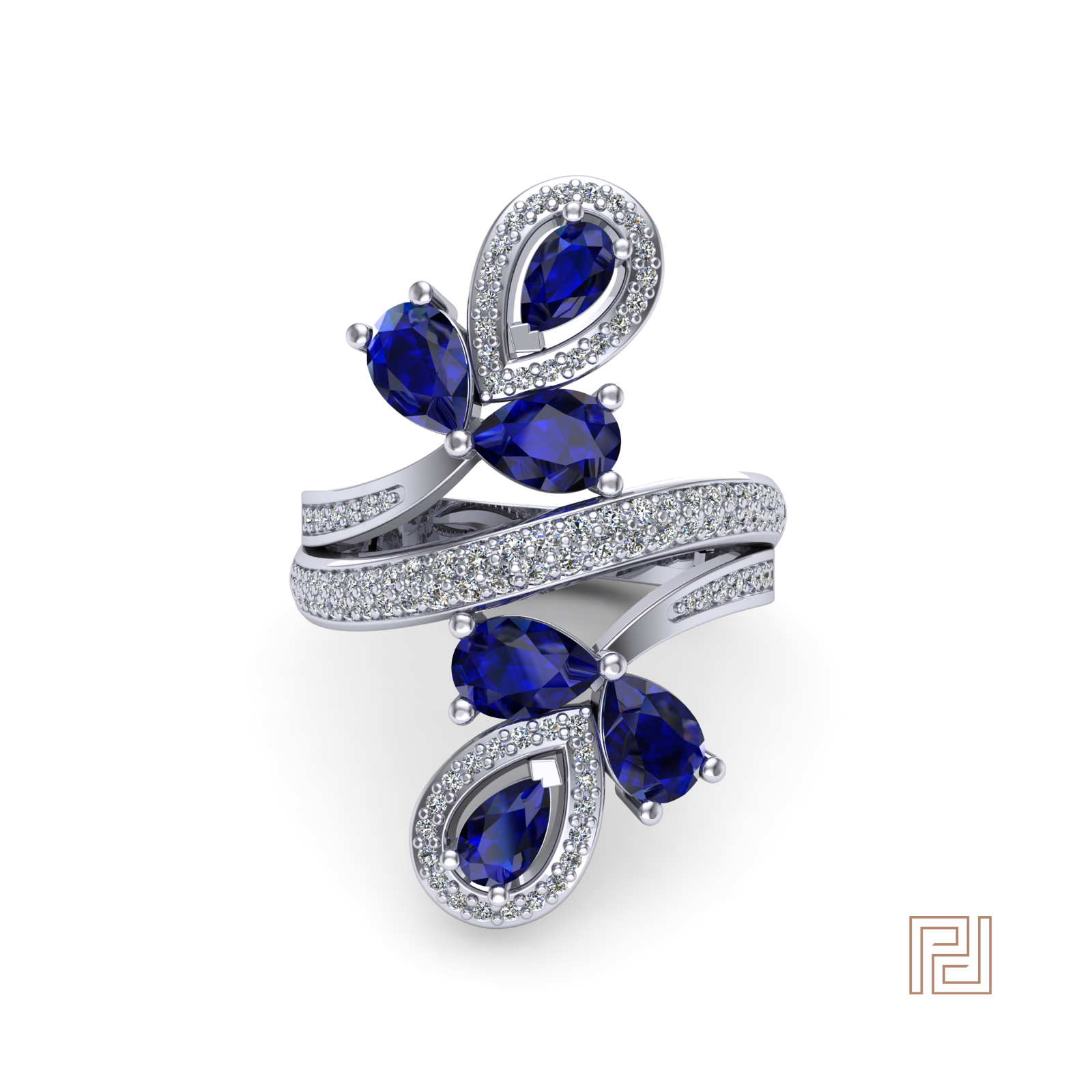 Platinum Sapphire Fantasy Dress Ring