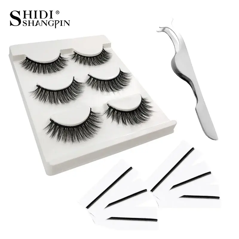 Thumbnail: Eyelashes 3D Mink Lashes Natural Long Makeup False Eyelashes 10mm Eyelash Glue