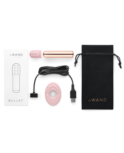 Thumbnail: Le Wand Chrome Bullet Rechargeable Vibrator w/Silicone Textured Ring - Rose Gold