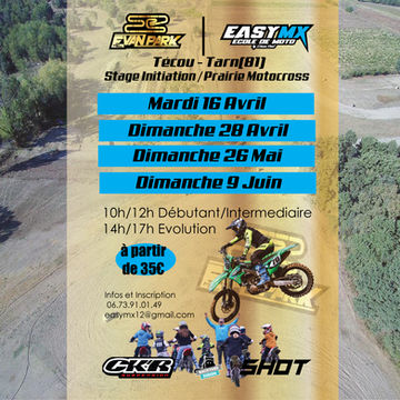 Stage motocross prairie enfants et adultes dans le tarn à Técou