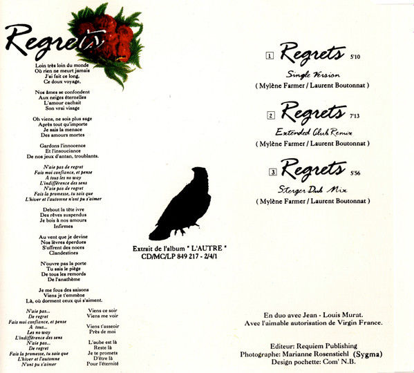 Miniaturbild: Mylène Farmer, Jean-Louis Murat - Regrets (1991)
