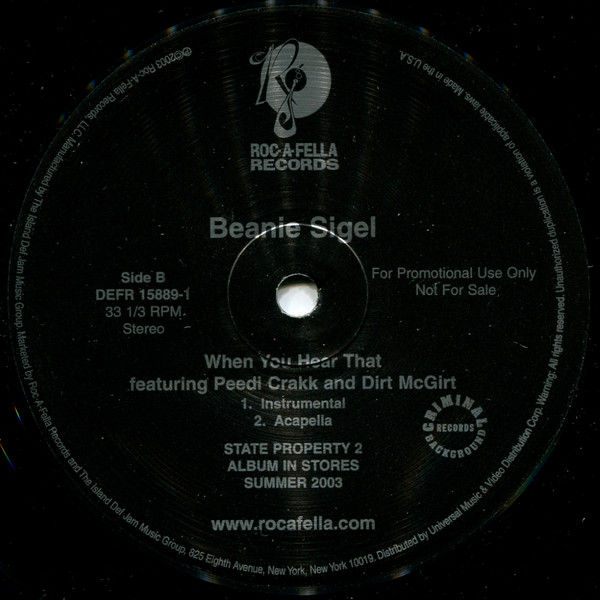 Miniature : Beanie Sigel, Peedi Crakk, Dirt McGirt - When You Hear That (2003)