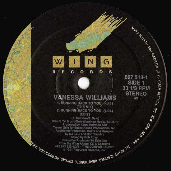 Miniature : Vanessa Williams - Running Back To You (1991)
