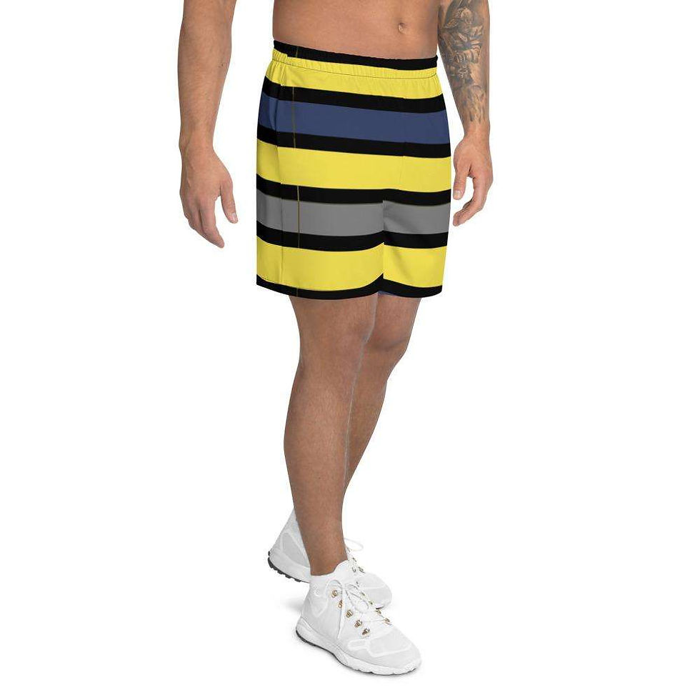 Thumbnail: Men's Tropical Dark Blues/Yellow Long Shorts