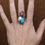 Thumbnail: Sterling Silver Leaf Applique Turquoise and Coral Ring Size 7.25