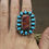 Thumbnail: Large Oval Sterling Silver Turquoise and Spiny Oyster Cluster Ring Size 7 3/4
