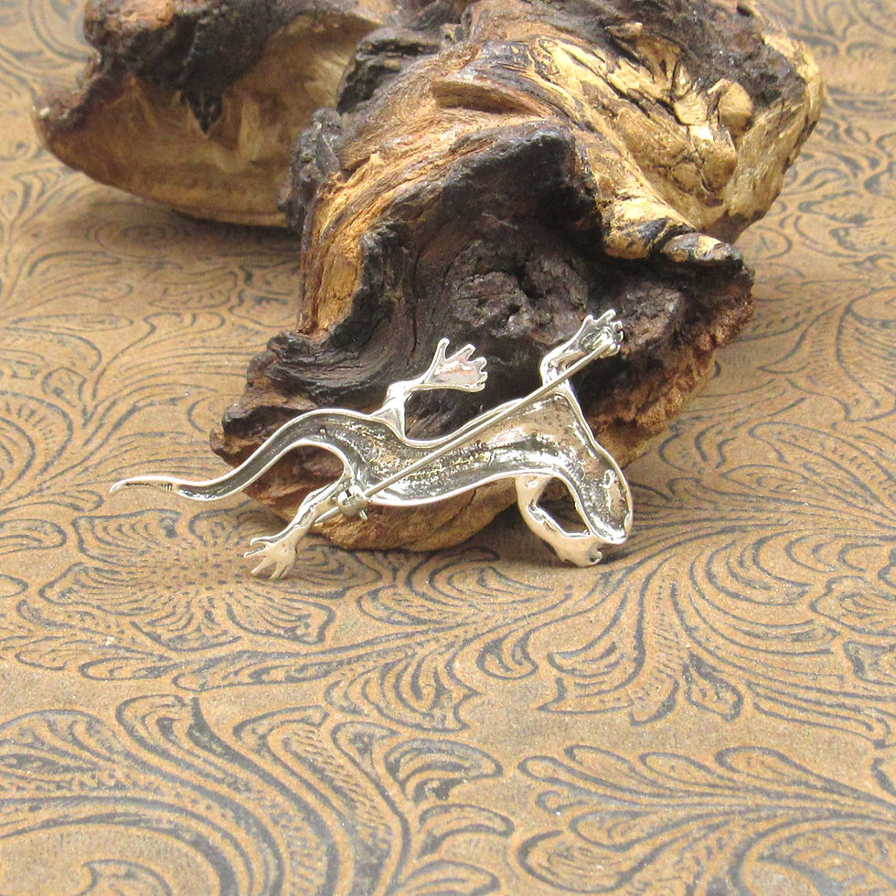 Thumbnail: *Detailed Patterned Cast Sterling Silver Lizard Pin