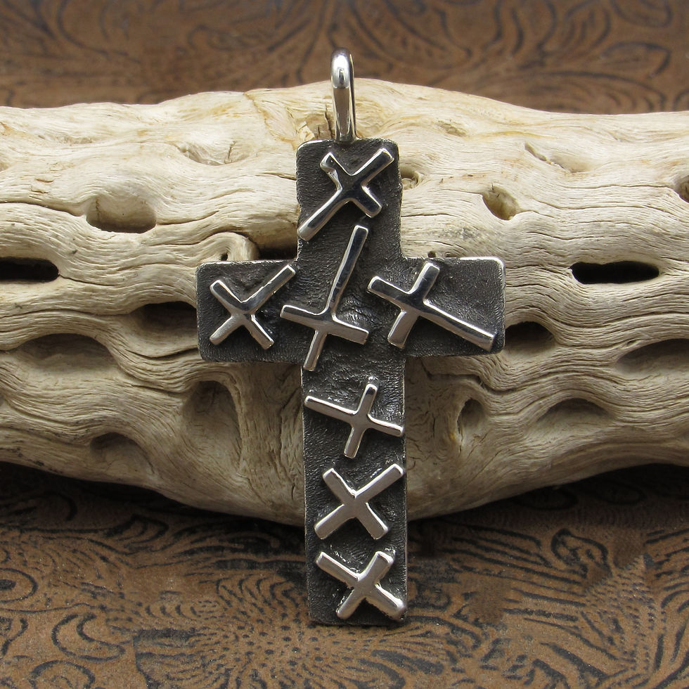 Sterling Silver Tufa Cast Cross Pendant