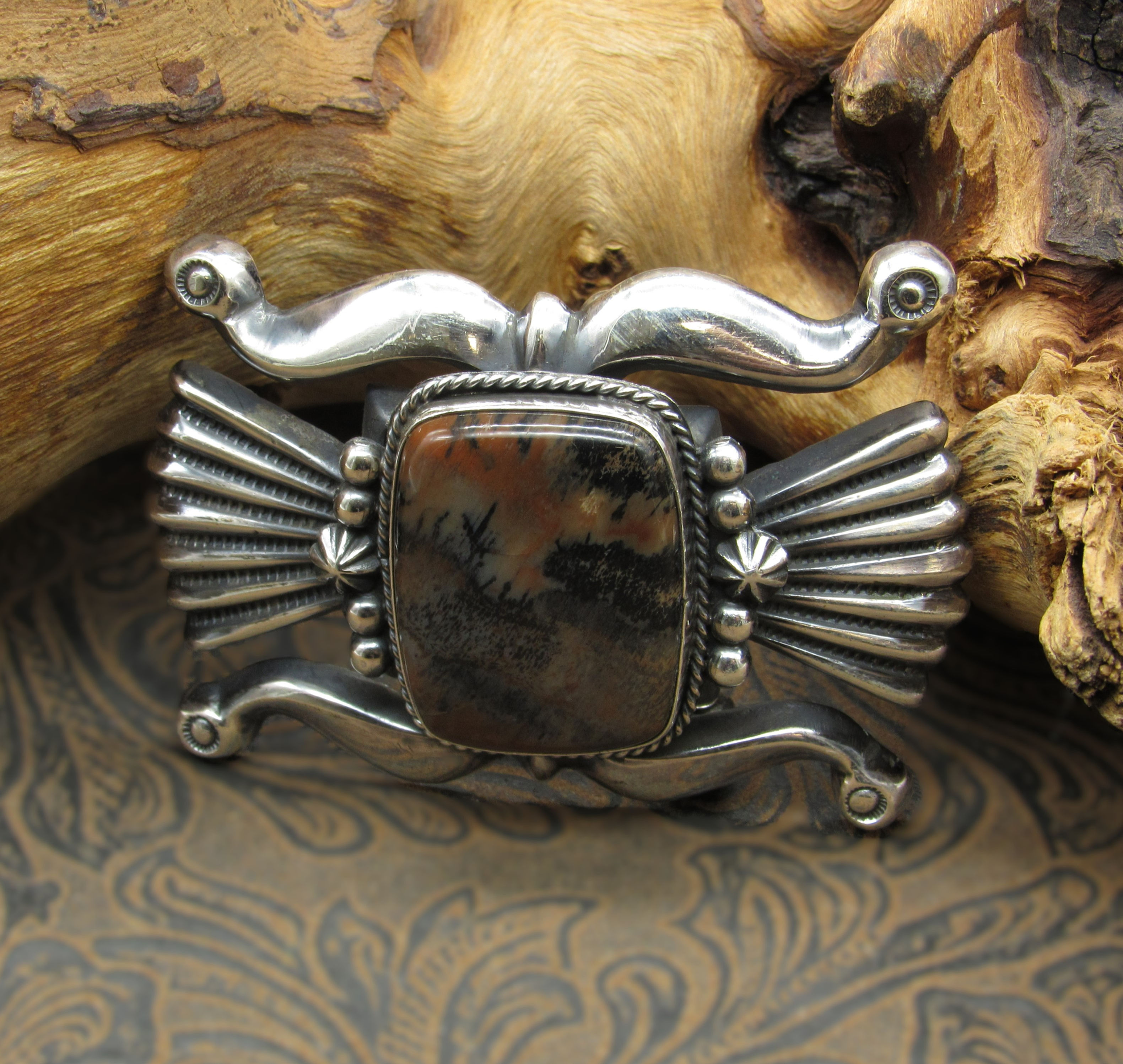 Gorgeous Picture Agate Sterling Silver Buckle by Harrison Bitsui