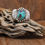 Thumbnail: Turquoise and Handmade Sterling Silver Leaf Design Ring Size 6 3/4