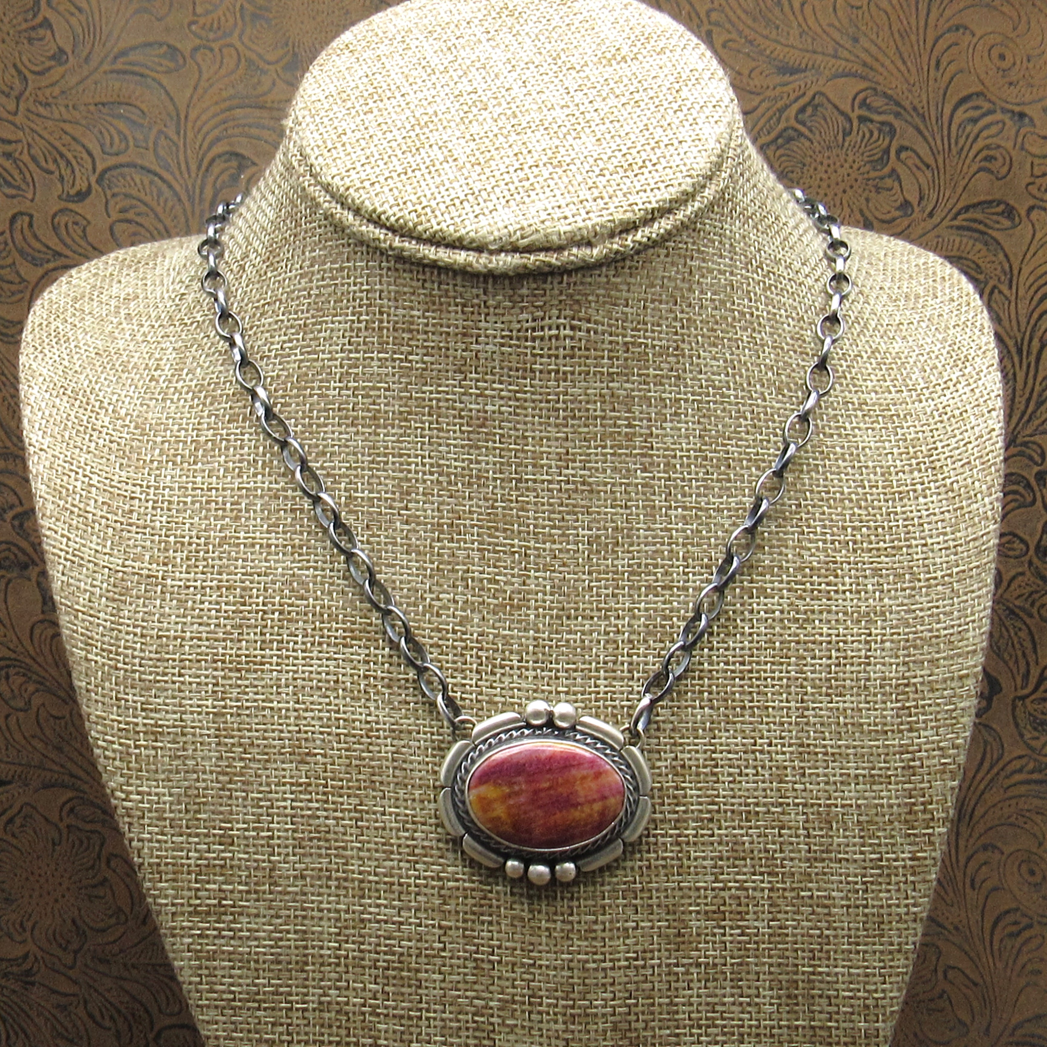 *Purple Spiny Oyster Handmade Sterling Silver Chain Necklace
