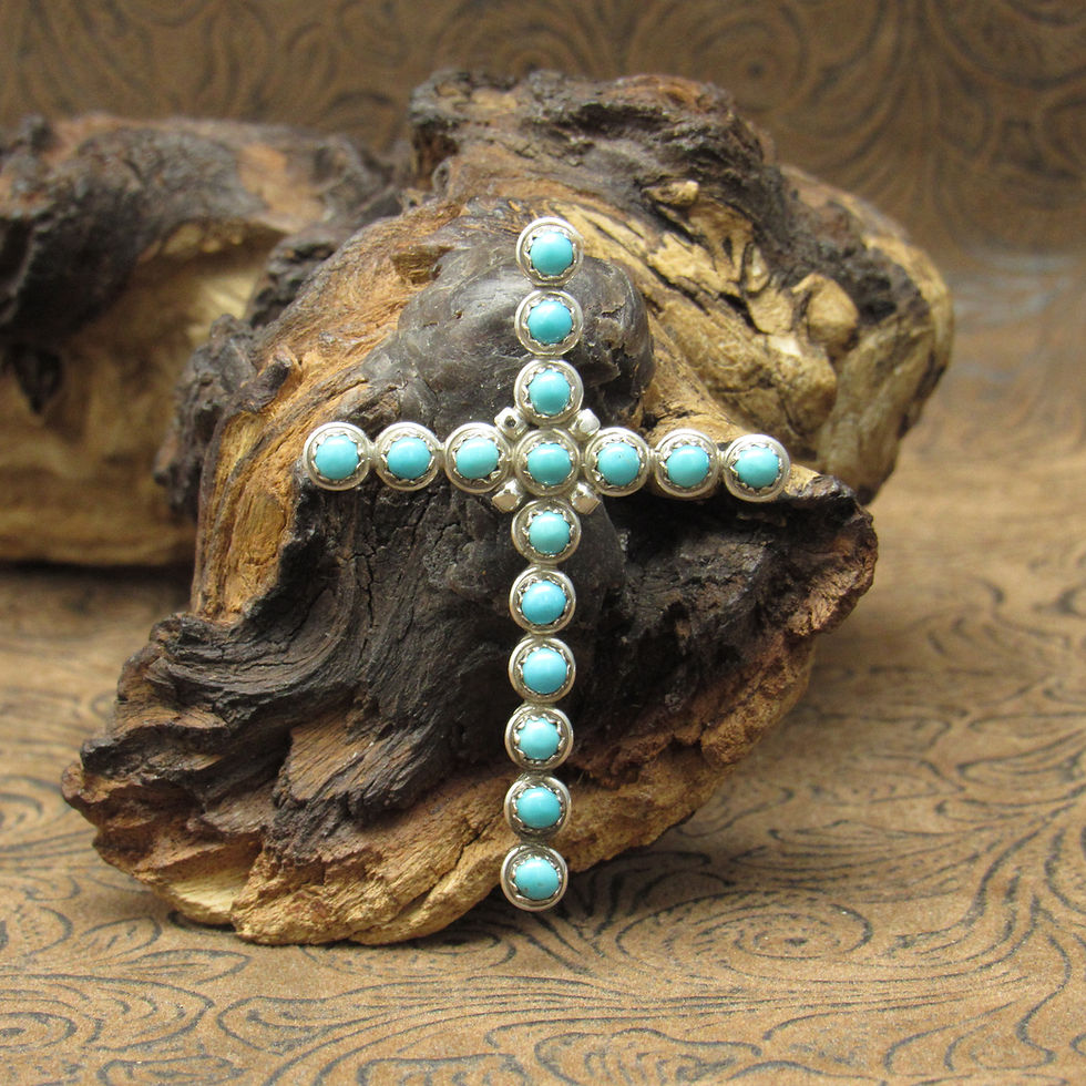 Sterling Silver and Beautiful Turquoise Cross Pin/Pendant