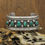 Thumbnail: *Vintage Green Turquoise Oxidized Cuff Bracelet With Stamped Sun Rays