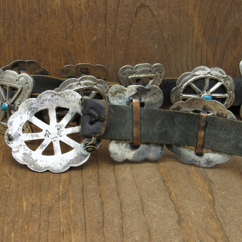 Sterling Silver and Turquoise Navajo Concho Belt By Nellie TSO