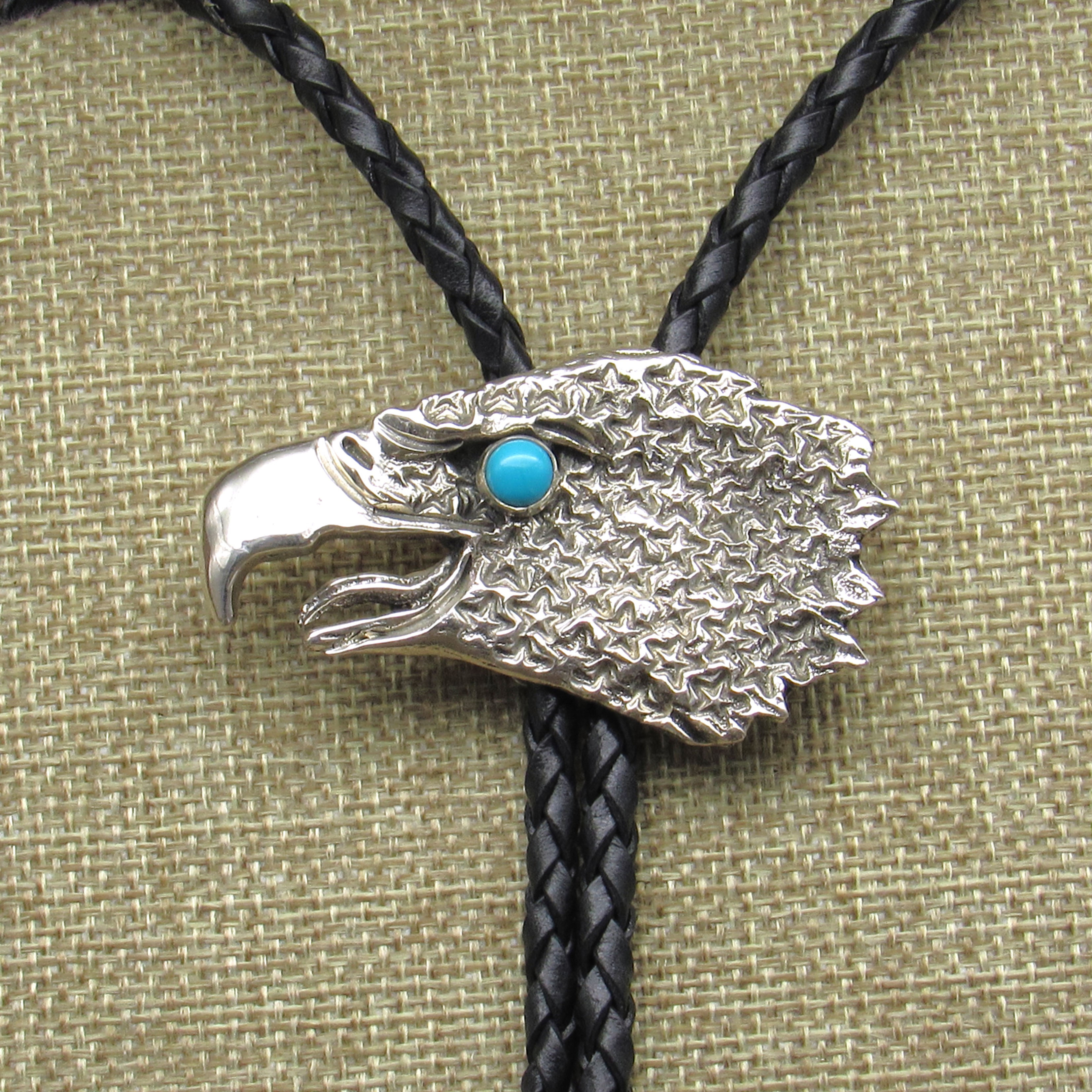 *Sterling Silver and Turquoise Eagle Head Bolo Tie