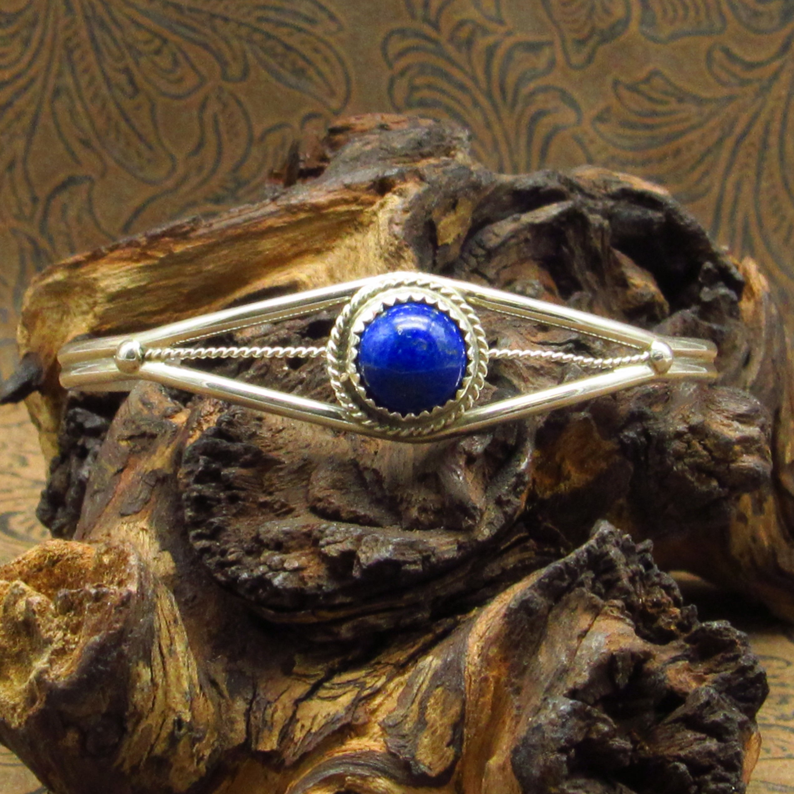 Bright Blue Lapis Delicate Sterling Silver Cuff Bracelet