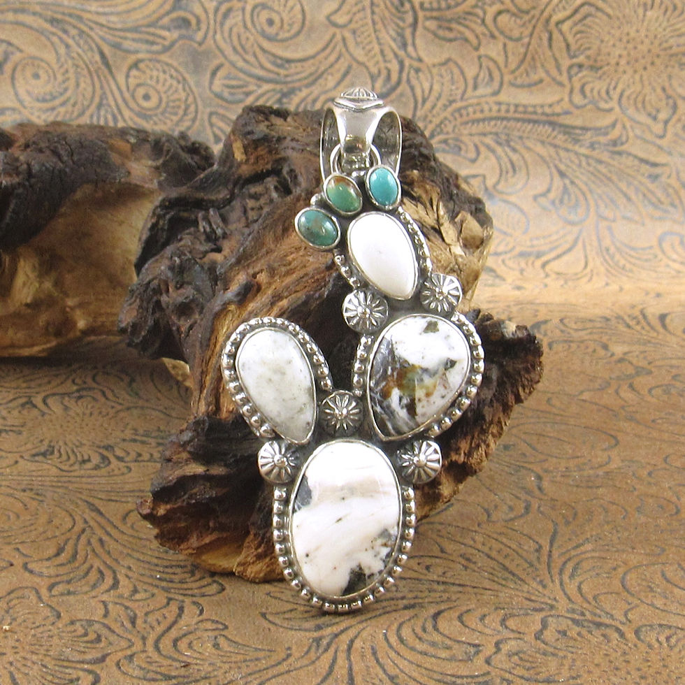 Lucian Koinva Large Prickly Pear Cactus Pendant in White Buffalo Turquoise