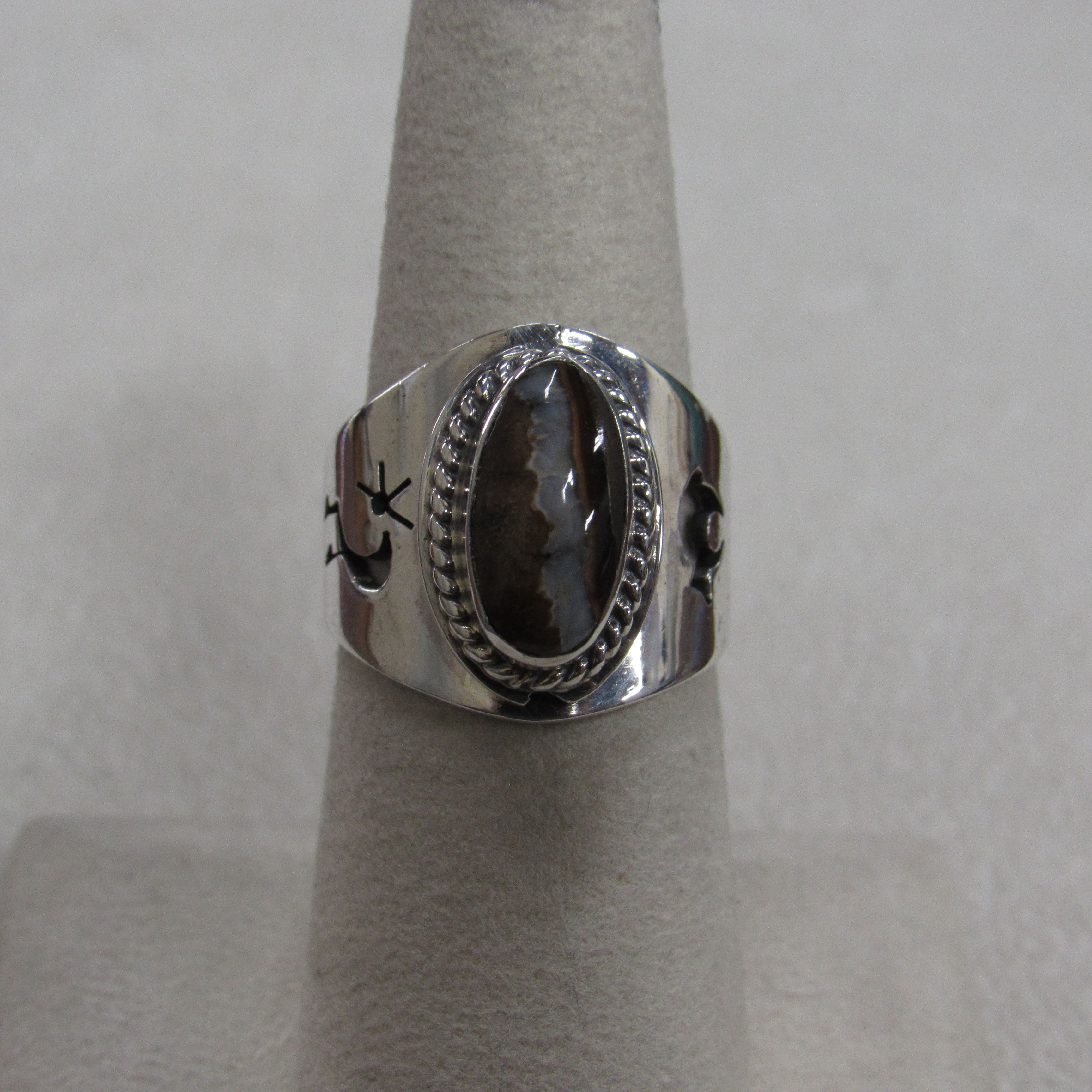 Sterling Silver and Brown Stone Ladies Ring Size 6.75