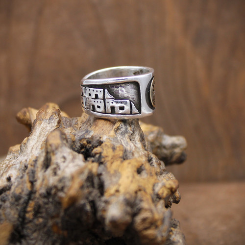 Jason Takala Sterling Silver 14K Gold Overlay Man in the Maze Ring