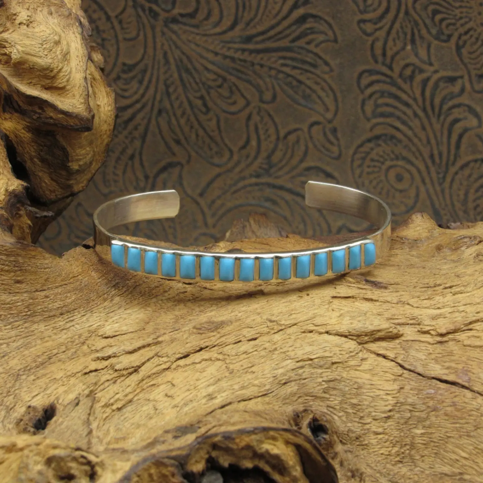 Turquoise Inlay Sterling Silver Cuff Bracelet