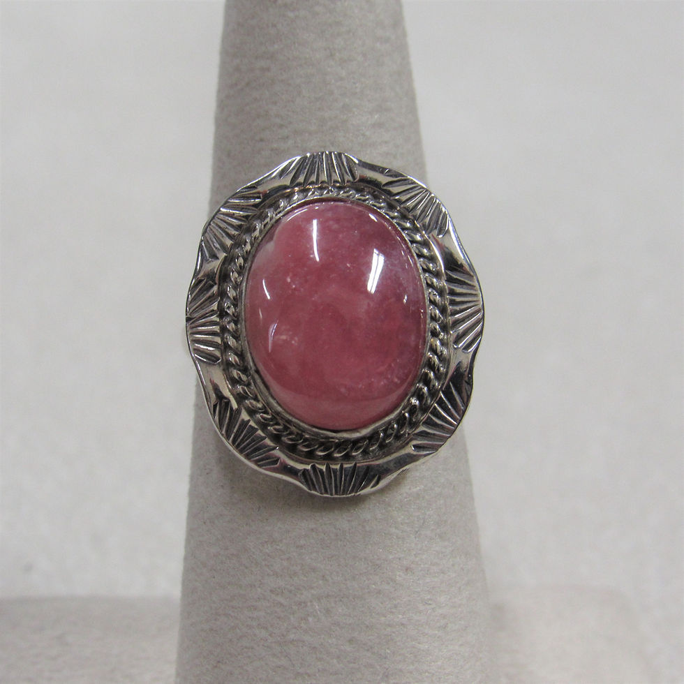 Sterling Silver and Rhodochrosite Southwest Ring Size 6.75
