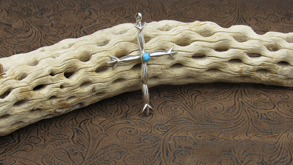 Sterling Silver Turquoise Cross Pendant