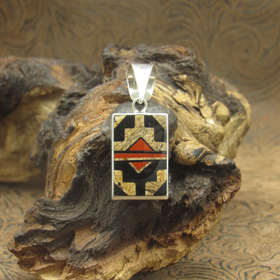 Navajo Reversible Jasper Inlay Sterling Silver Pendant