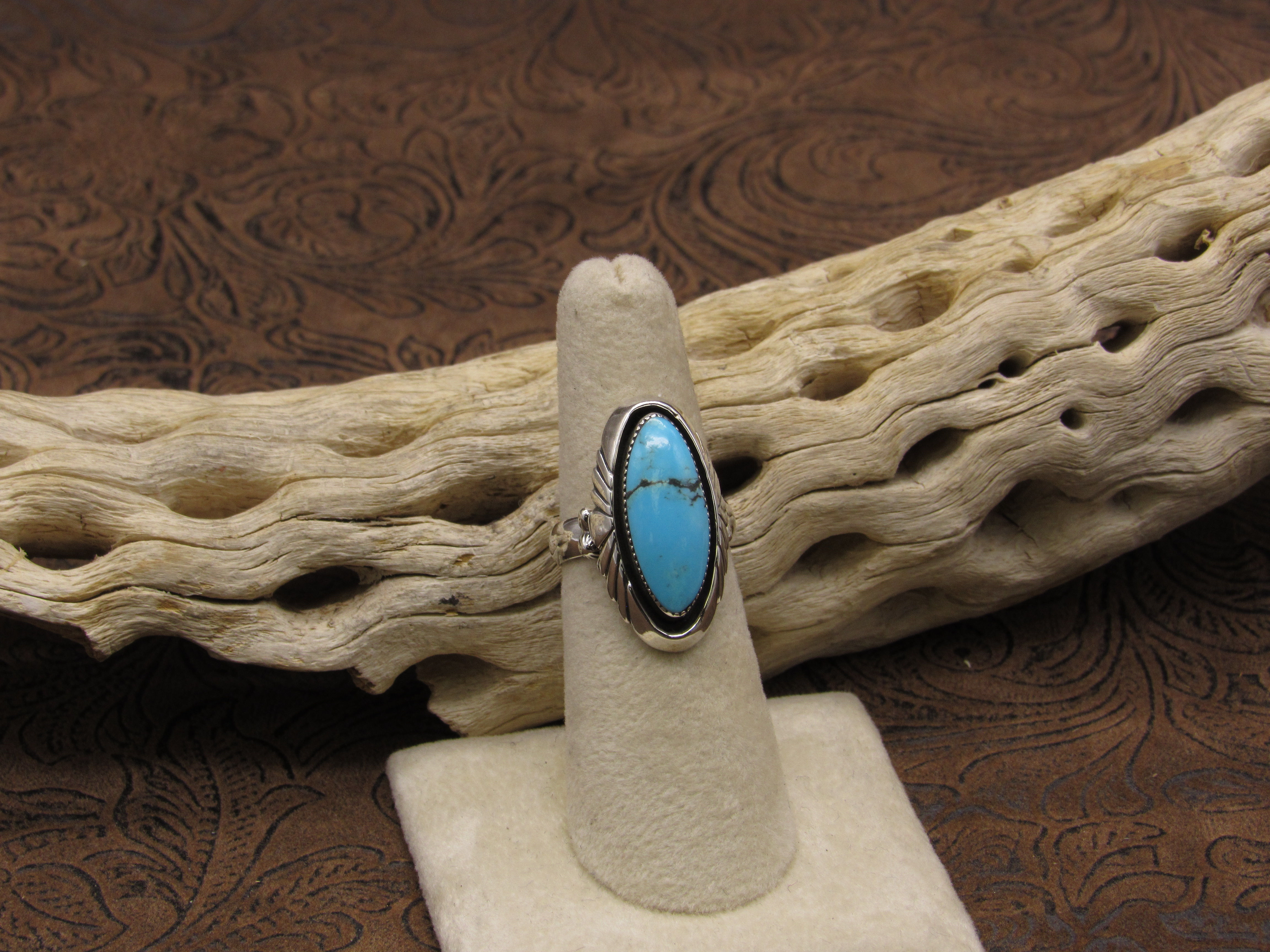 Oval Turquoise Sterling Silver Ring Size 7