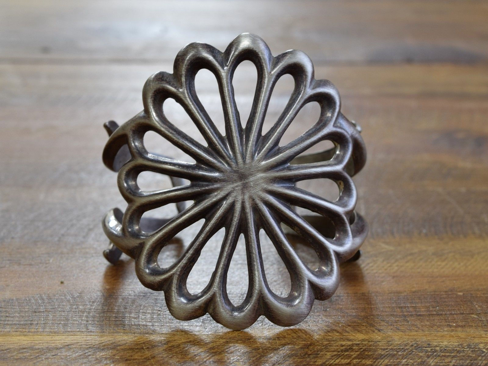 Vintage Navajo Sterling Silver Sandcast Cuff Bracelet