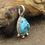 Thumbnail: *Small Raised Turquoise Nugget Pendant With Silver Accented Border