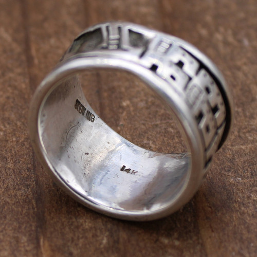 Jason Takala Sterling Silver 14K Gold Overlay Man in the Maze Ring