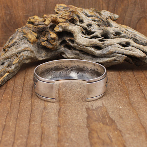 Sterling Silver Cuff Bracelet with Stamp Work by Navajo Douglas