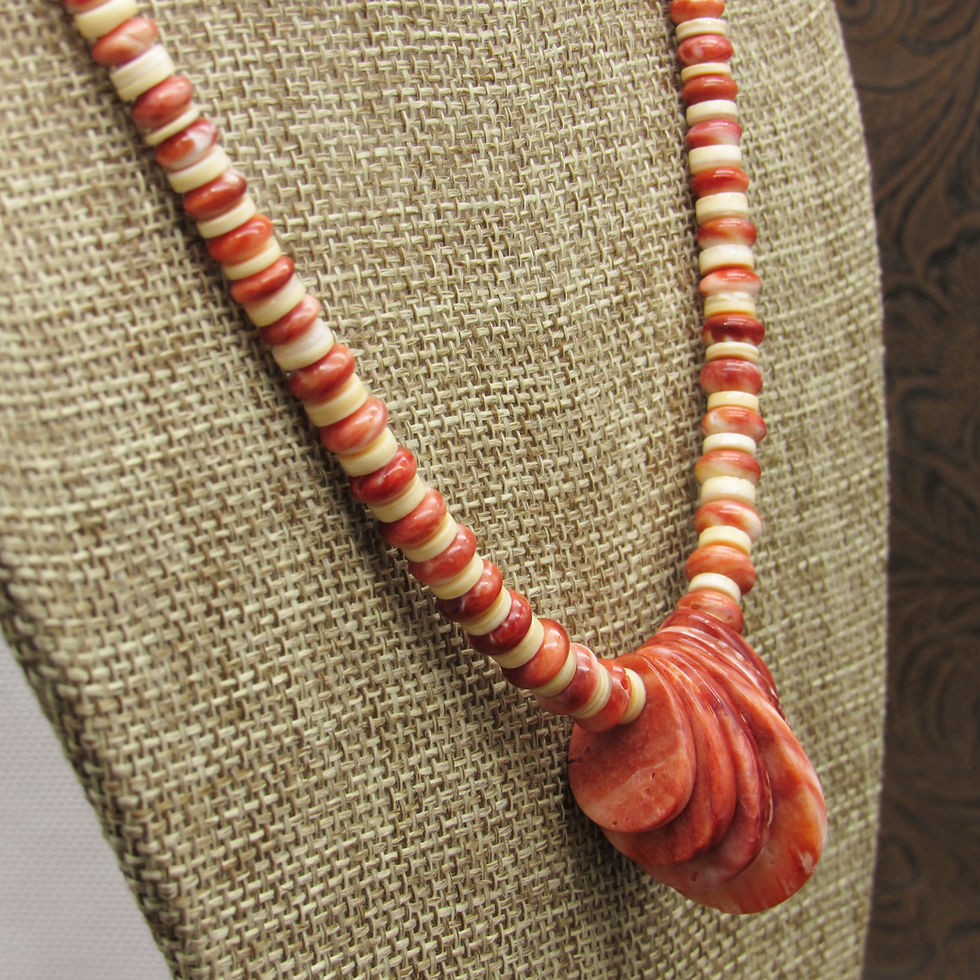 Thumbnail: *Southwestern Red Spiny Oyster and Heishi Bead Necklace