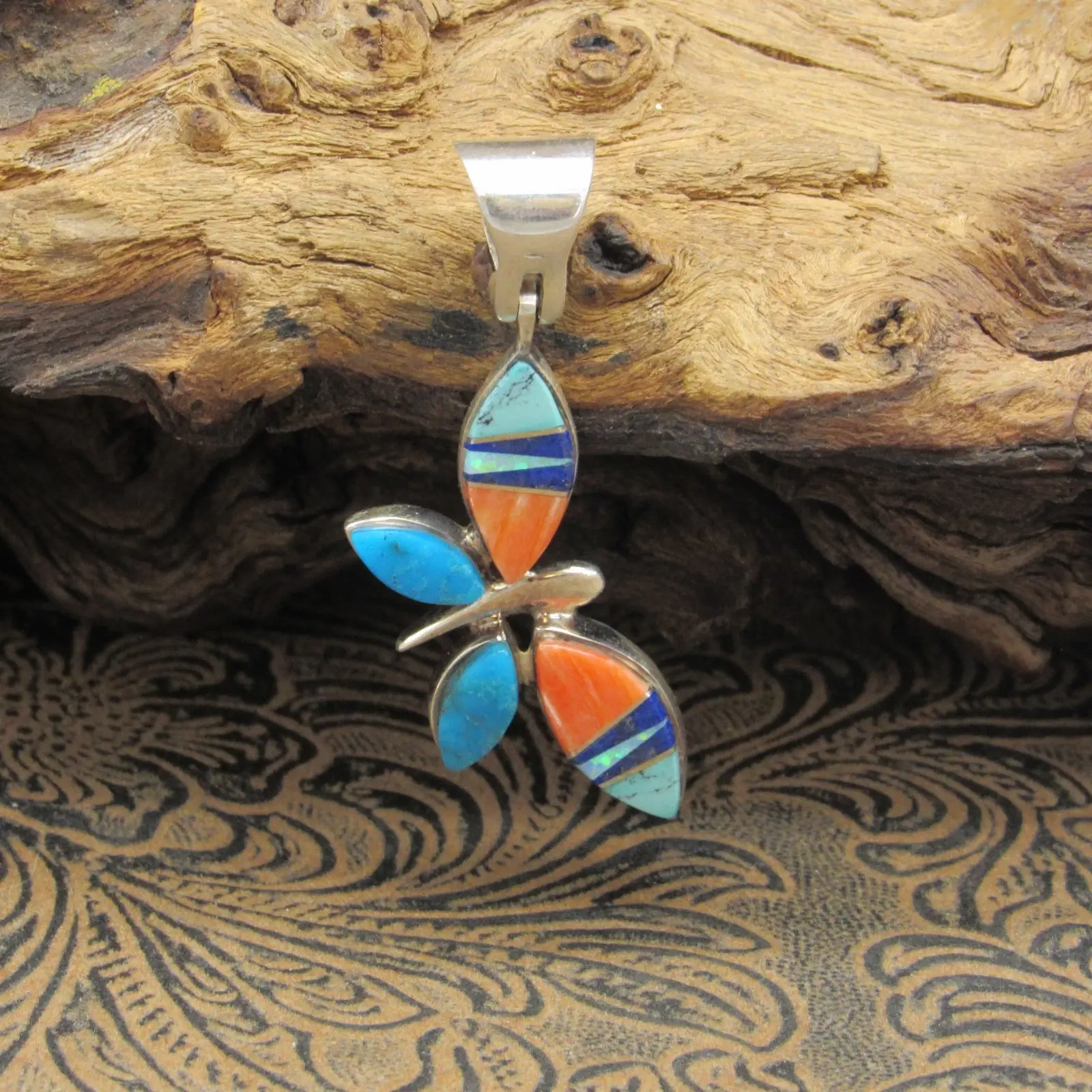 Charming Inlay Butterfly Sterling Silver Pendant