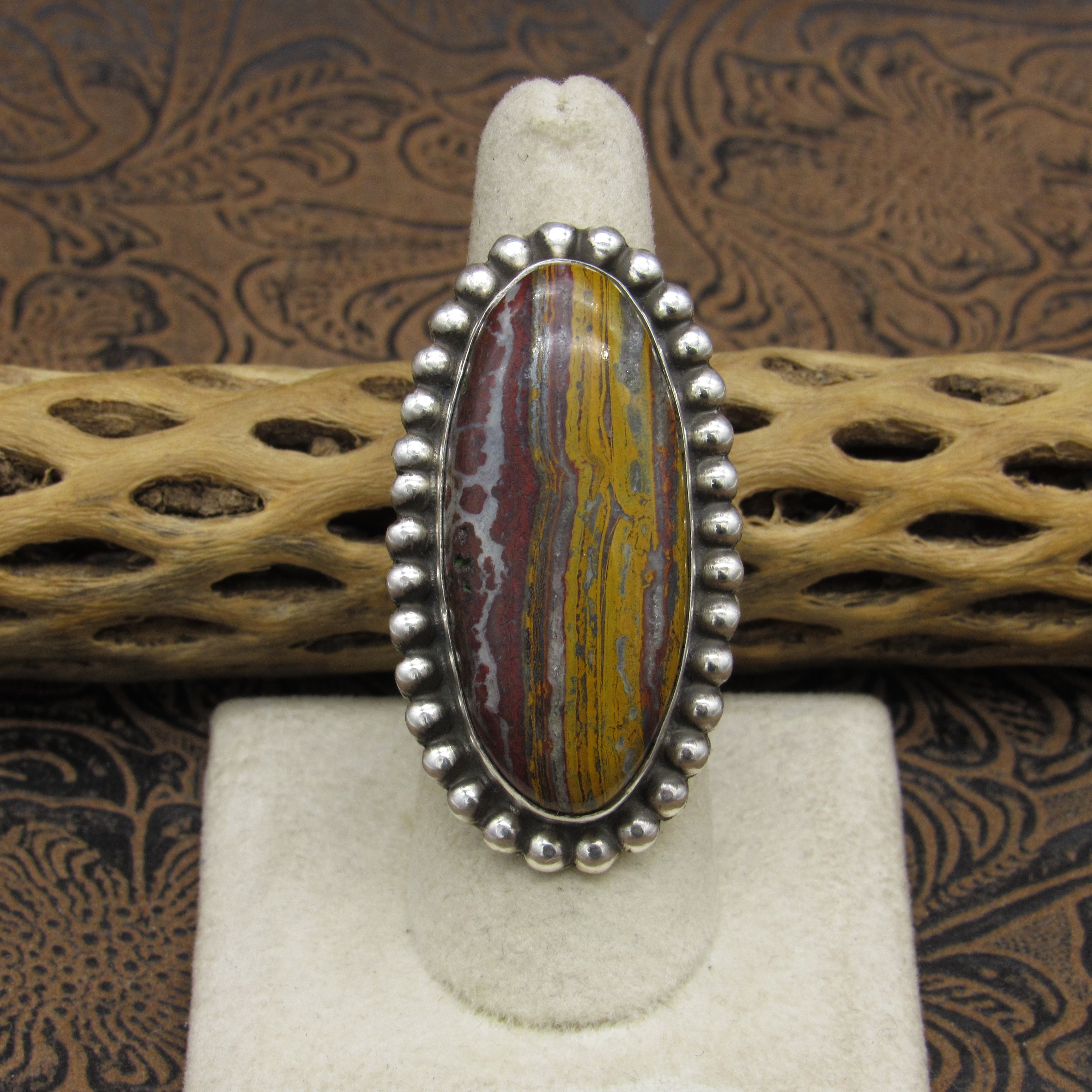Sterling Silver Apple Valley Jasper Ring by Jose Campos  Size 7.75