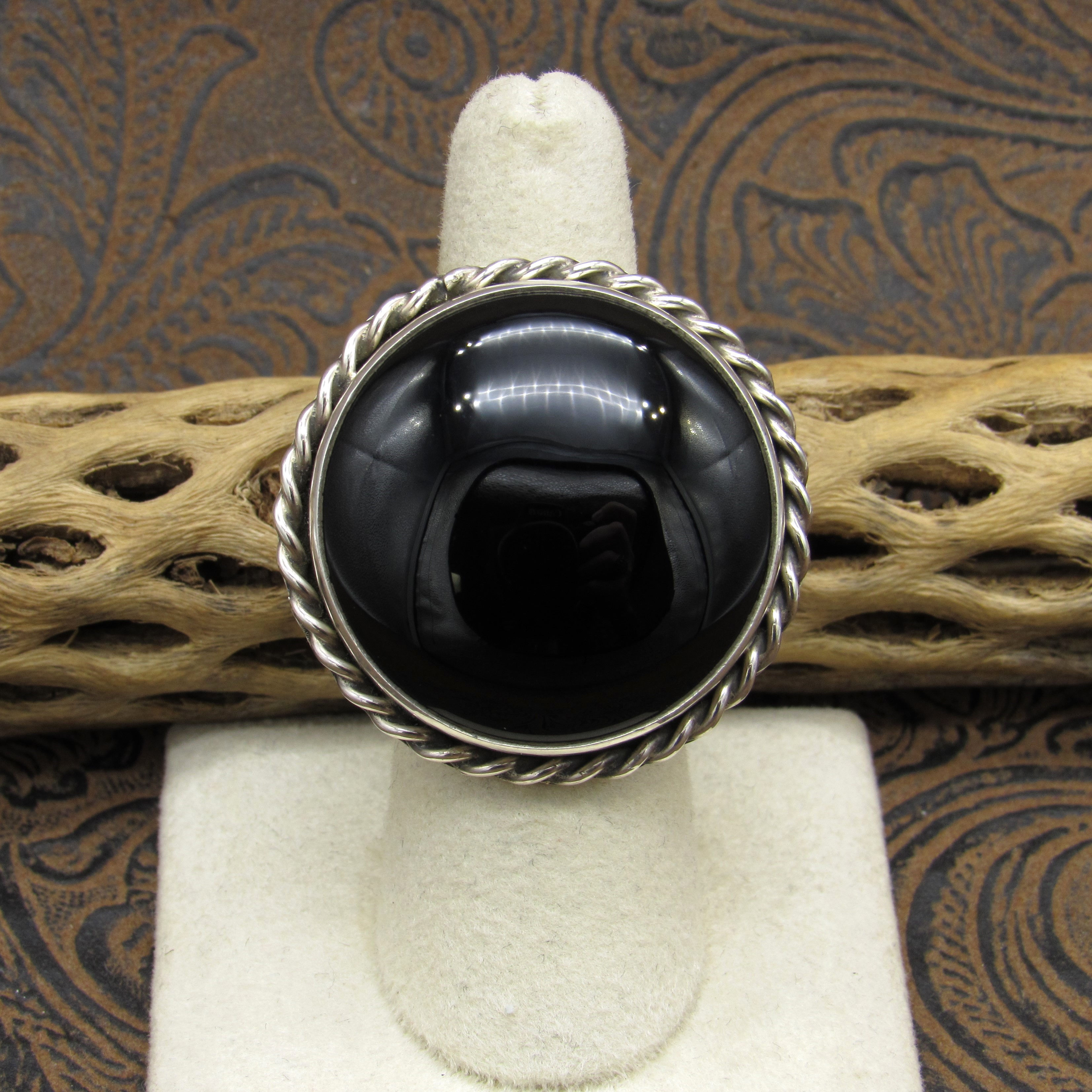 Sterling Silver Black Onyx Ring Size 7.5
