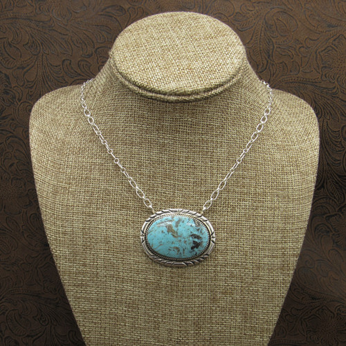 Sterling Silver OvalShaped Turquoise Necklace By Running Bear Shop
