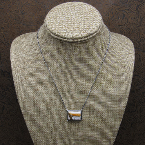 Spiny Oyster and Bronze Bar Necklace Mac's Indian Jewelry