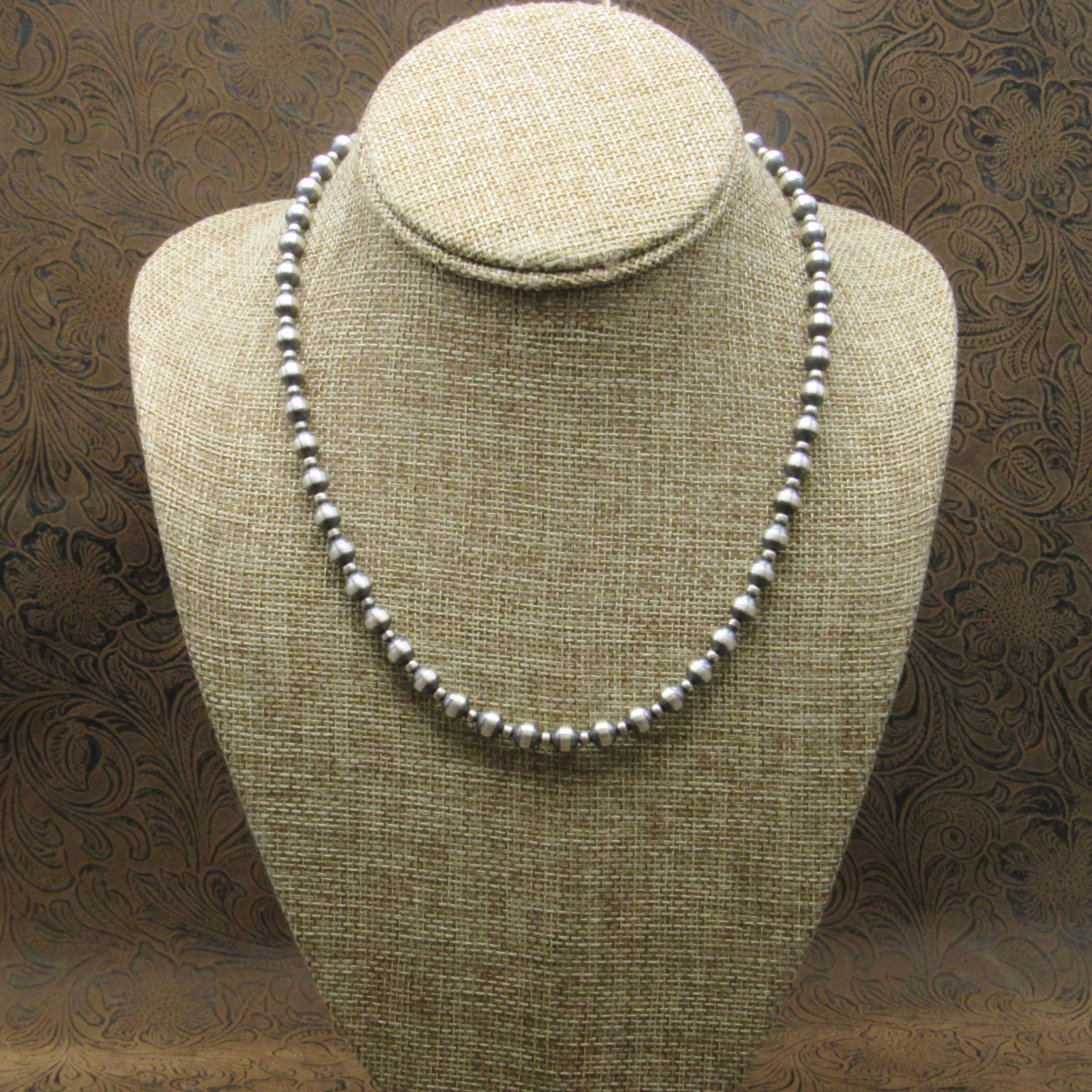 Rustic Oxidized Sterling Silver Beaded Necklace