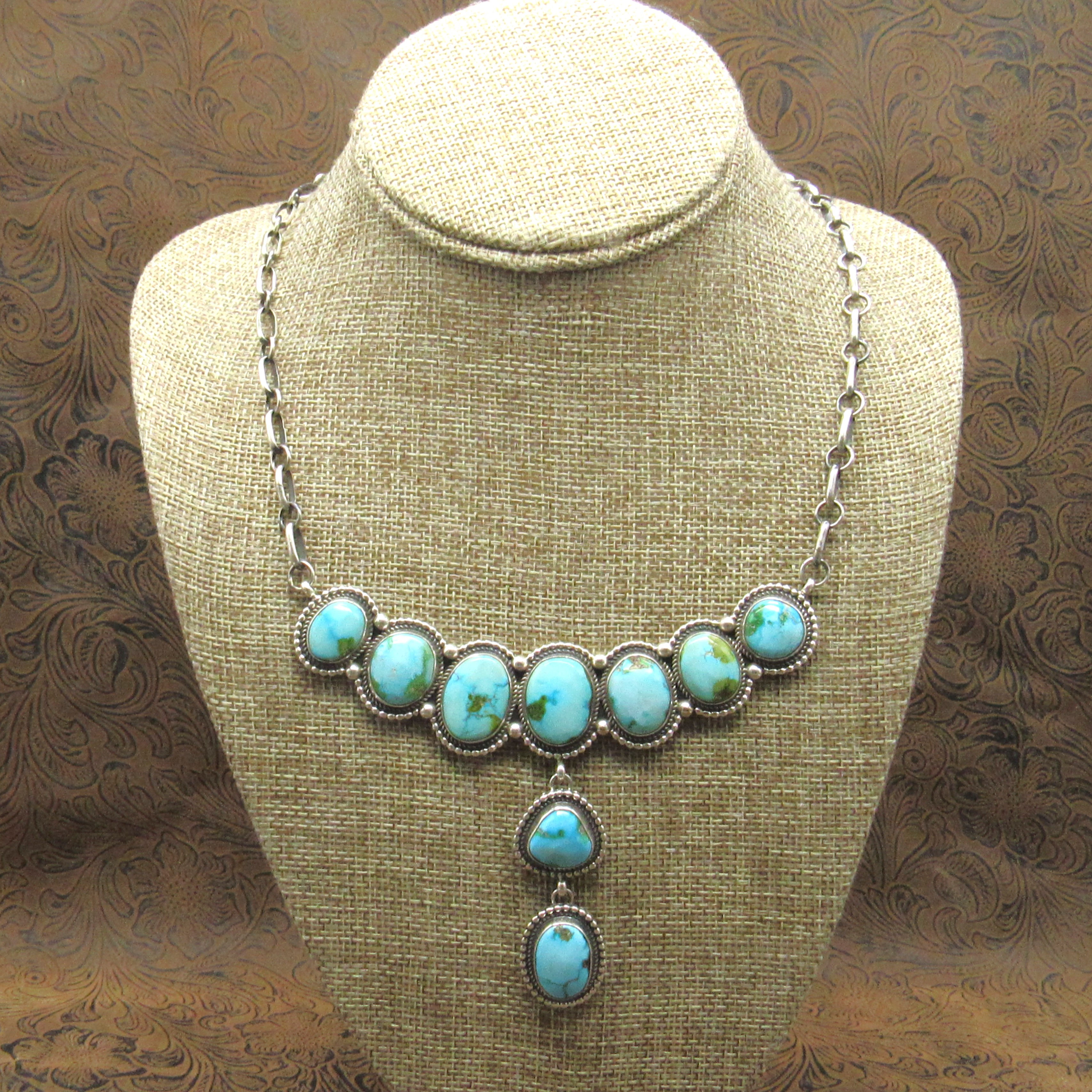 Turquoise Y-Drop Sterling Silver Necklace